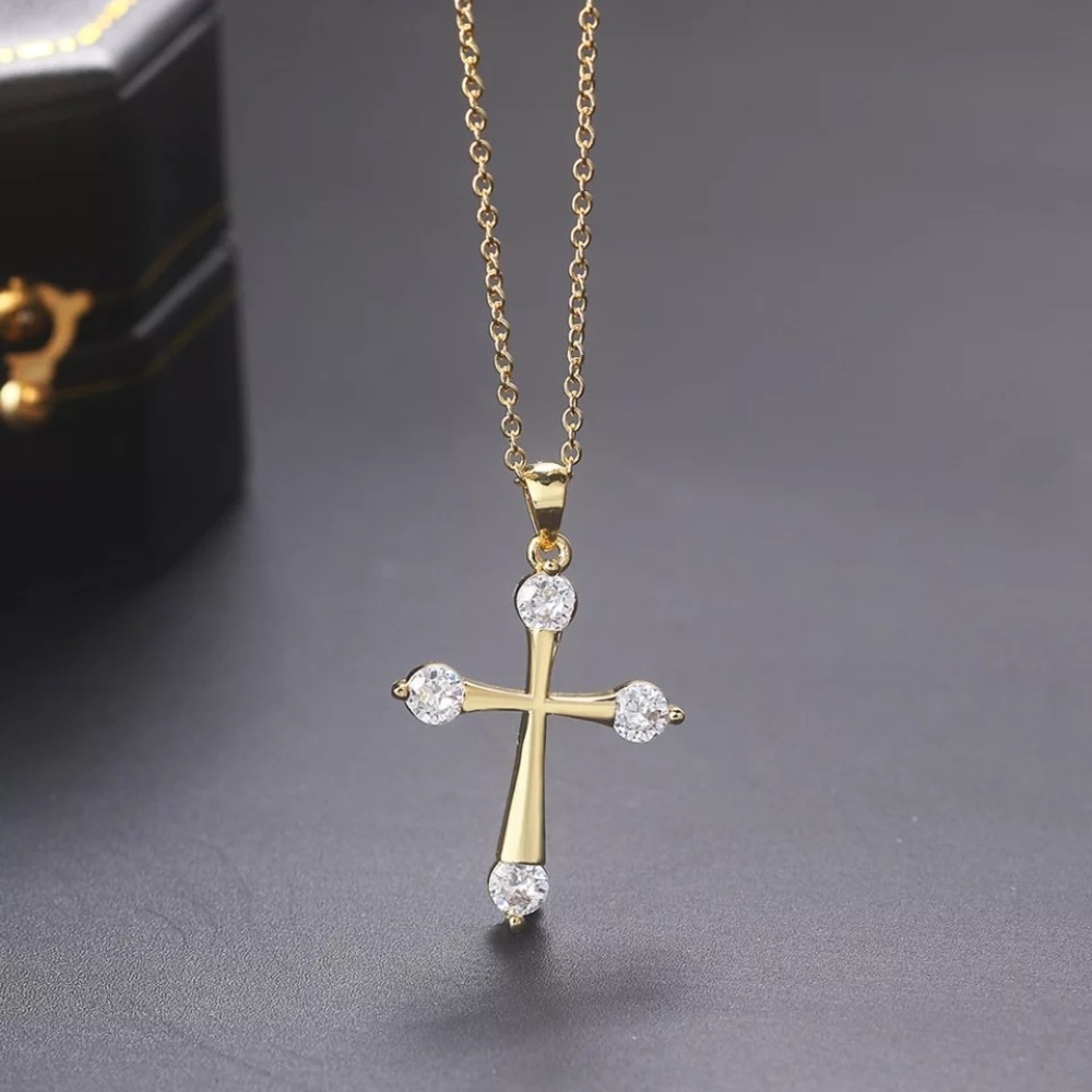 Gold Plated Double Fair Goth Pendants Necklace - Picture 6 of 8